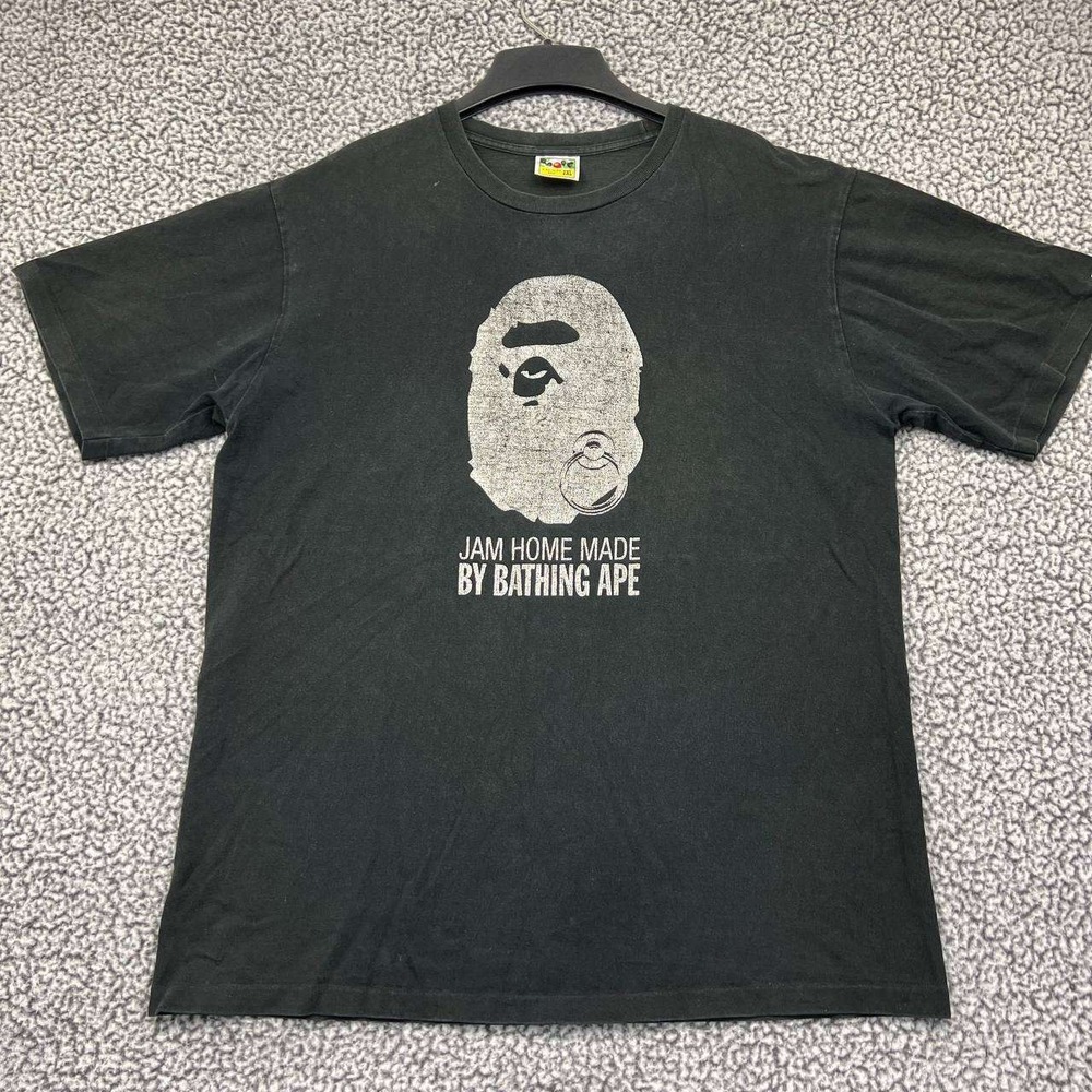 BAPE A Bathing Ape Shirt Men XXL Black Short‎ Sleeve Crew Neck Cotton 2XL